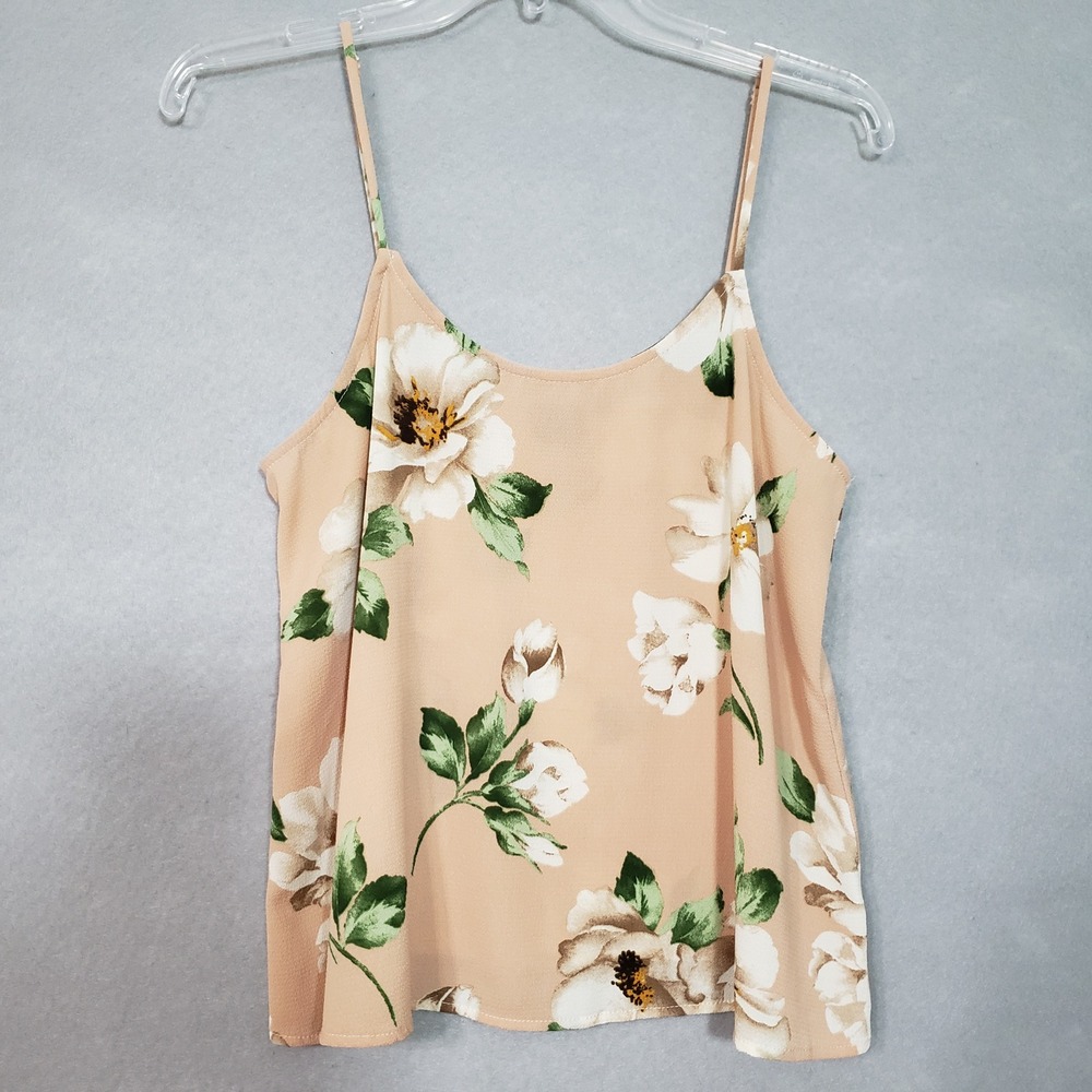 Free‎ Press Womens S Camisole Peach Floral Adjustable Strap Tank Top Soft Girl